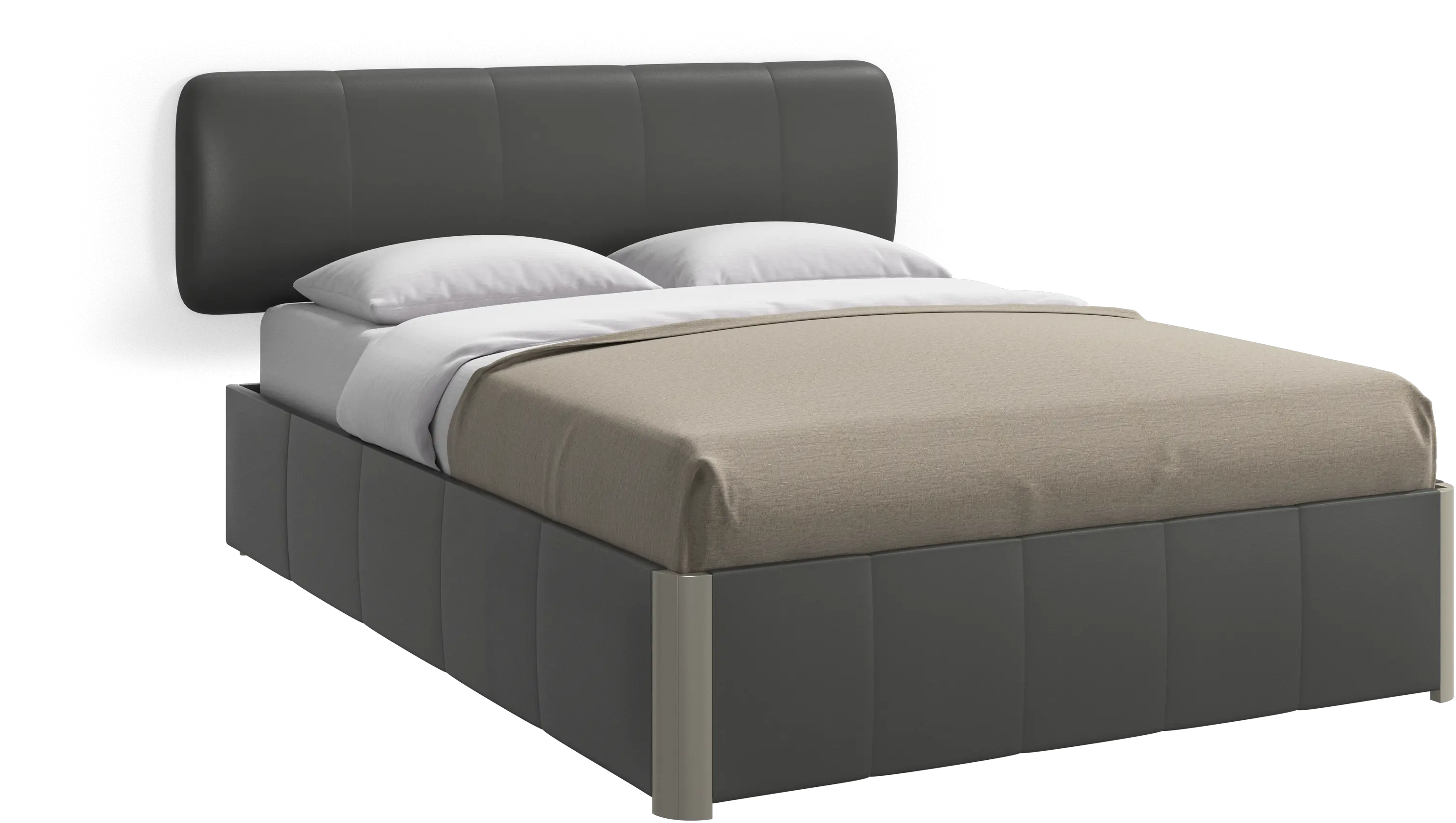 【ヘッドボード】BoConcept ボーコンセプト ベッド ダブル ライトグレー 収納付きデザイナーベッド | コレクションはこちら - レザー | ボー